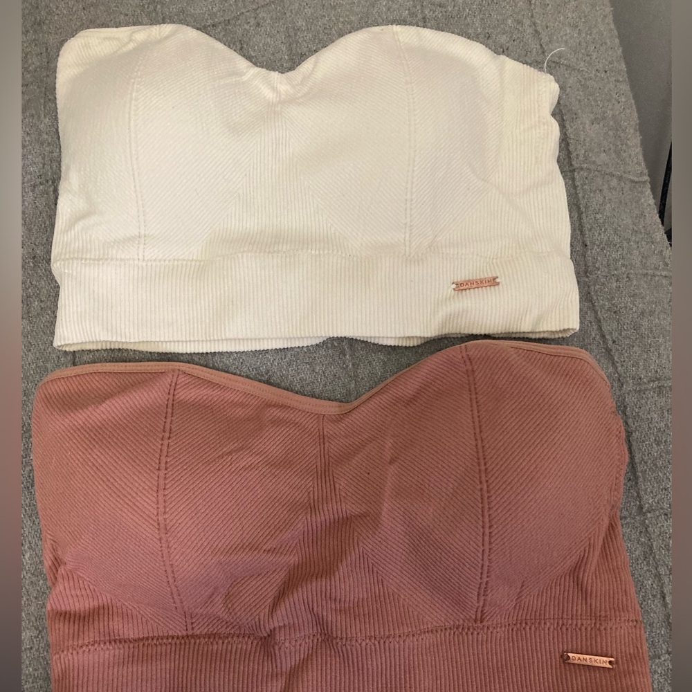 Danskin Cream and Dusty Rose Bandeaus